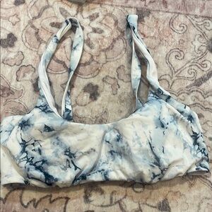 Time and Tru Blue and White Women's Swim Top